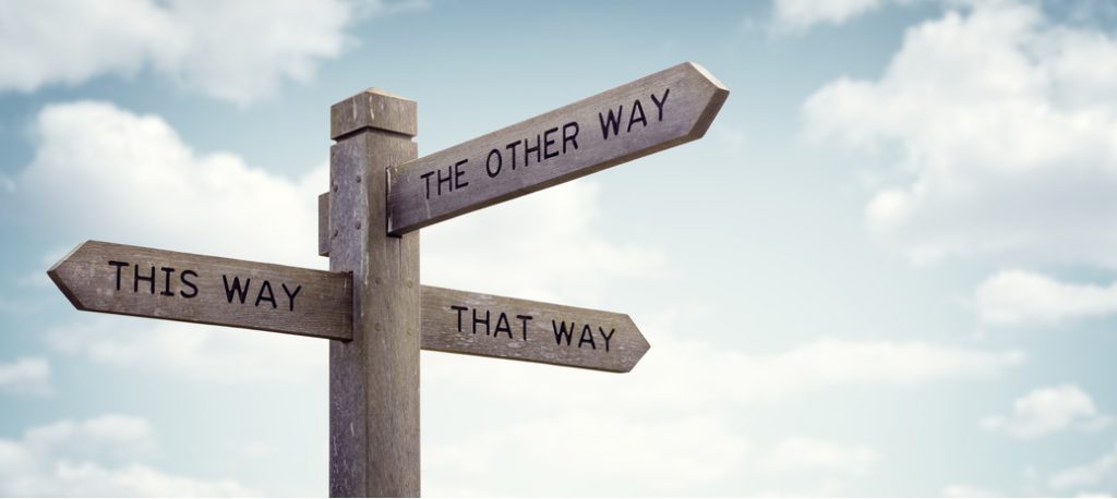Which way to go road sign